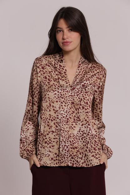 BLUSA SCOLLO A V FANTASIA MACULATO