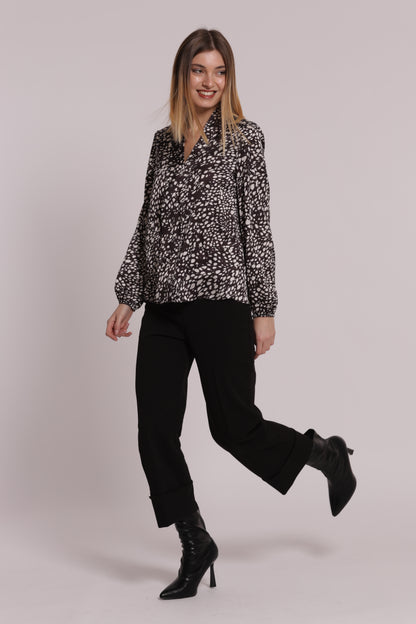PANTALONE CON RISVOLTO IN SCUBA CREPE