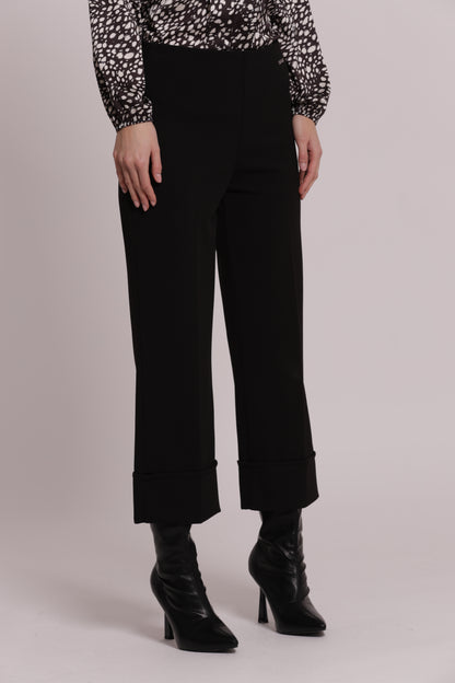 PANTALONE CON RISVOLTO IN SCUBA CREPE