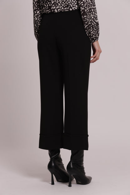 PANTALONE CON RISVOLTO IN SCUBA CREPE
