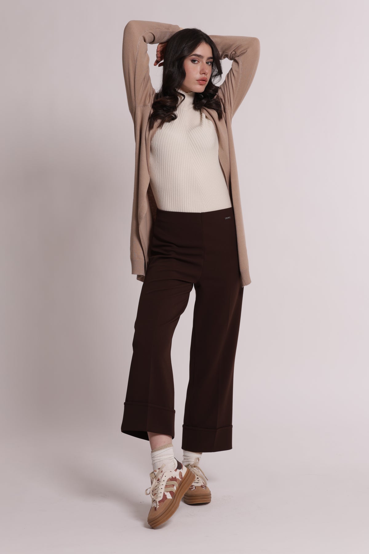 PANTALONE CON RISVOLTO IN SCUBA CREPE