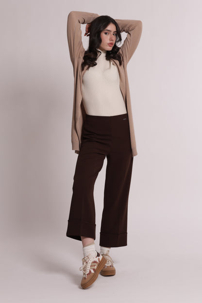 PANTALONE CON RISVOLTO IN SCUBA CREPE