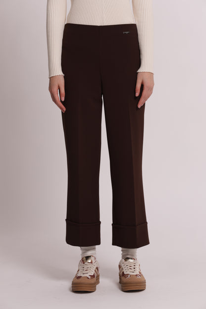 PANTALONE CON RISVOLTO IN SCUBA CREPE