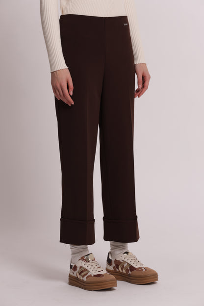 PANTALONE CON RISVOLTO IN SCUBA CREPE