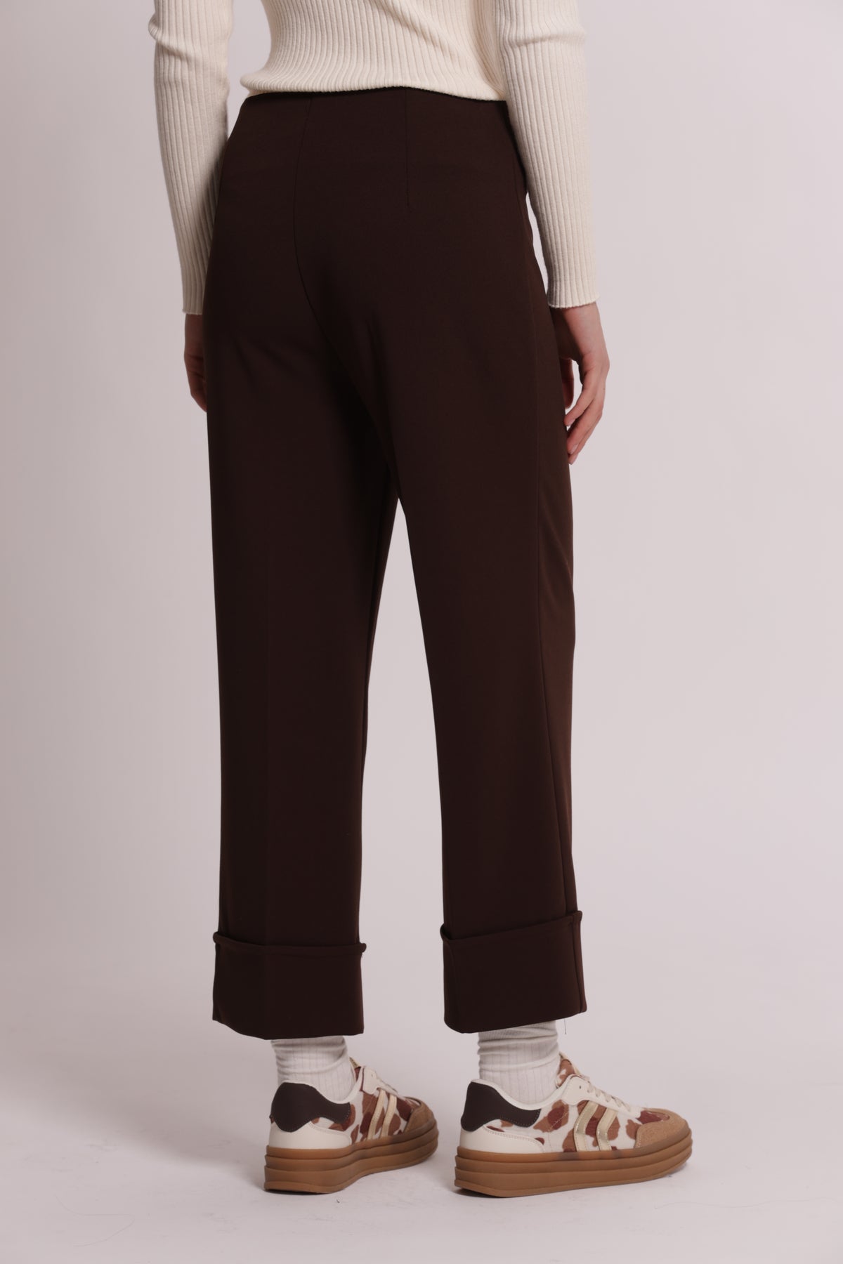 PANTALONE CON RISVOLTO IN SCUBA CREPE