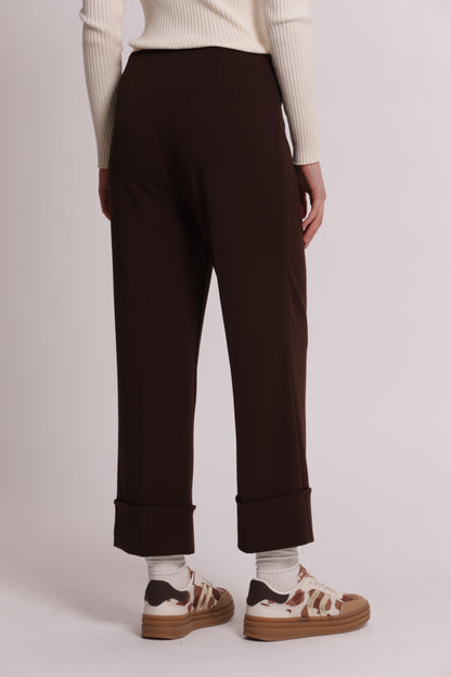 PANTALONE CON RISVOLTO IN SCUBA CREPE