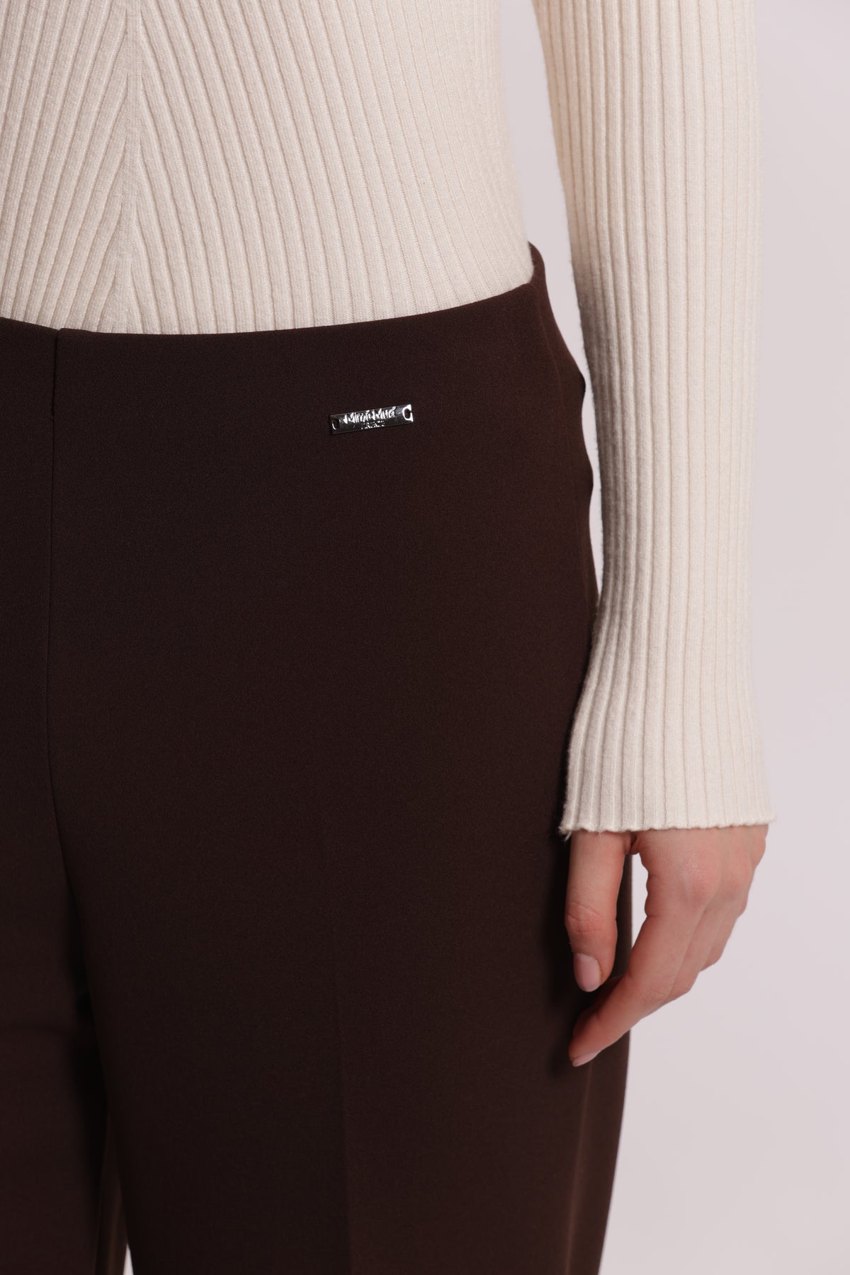 PANTALONE CON RISVOLTO IN SCUBA CREPE