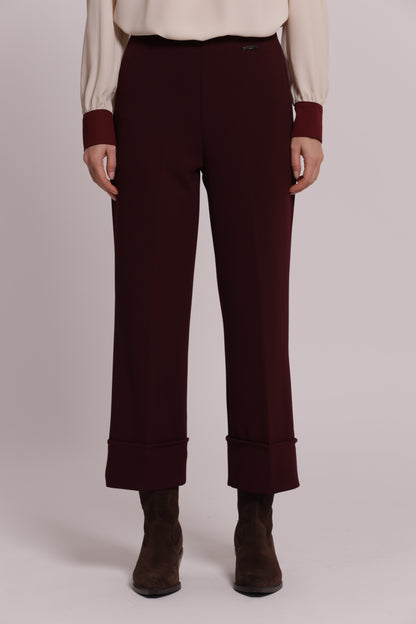 PANTALONE CON RISVOLTO IN SCUBA CREPE
