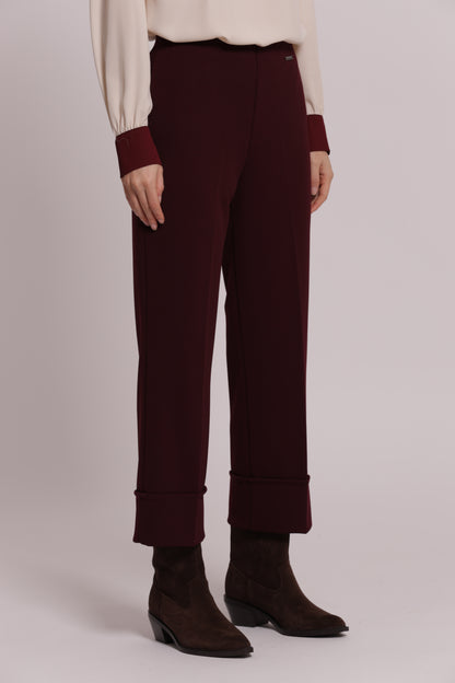 PANTALONE CON RISVOLTO IN SCUBA CREPE