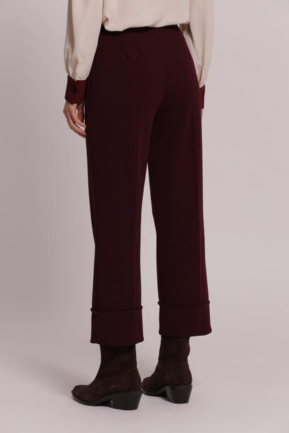 PANTALONE CON RISVOLTO IN SCUBA CREPE