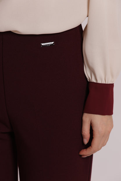 PANTALONE CON RISVOLTO IN SCUBA CREPE