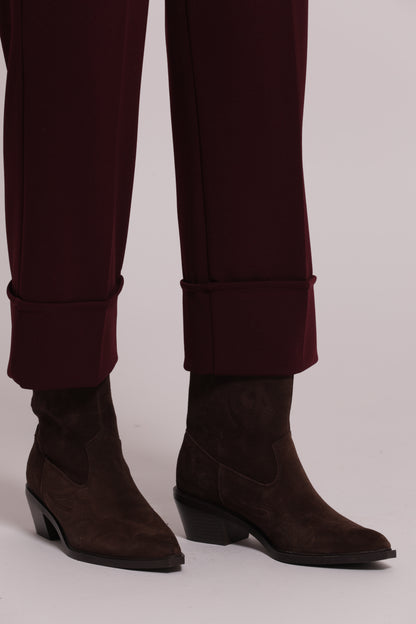 PANTALONE CON RISVOLTO IN SCUBA CREPE