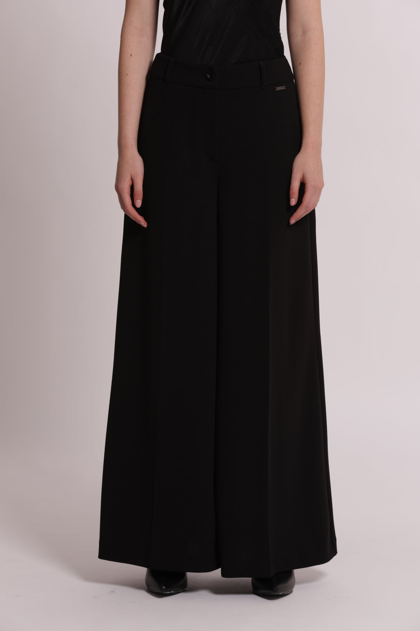 PANTALONE PALAZZO IN SCUBA CREPE CON CINTURINO