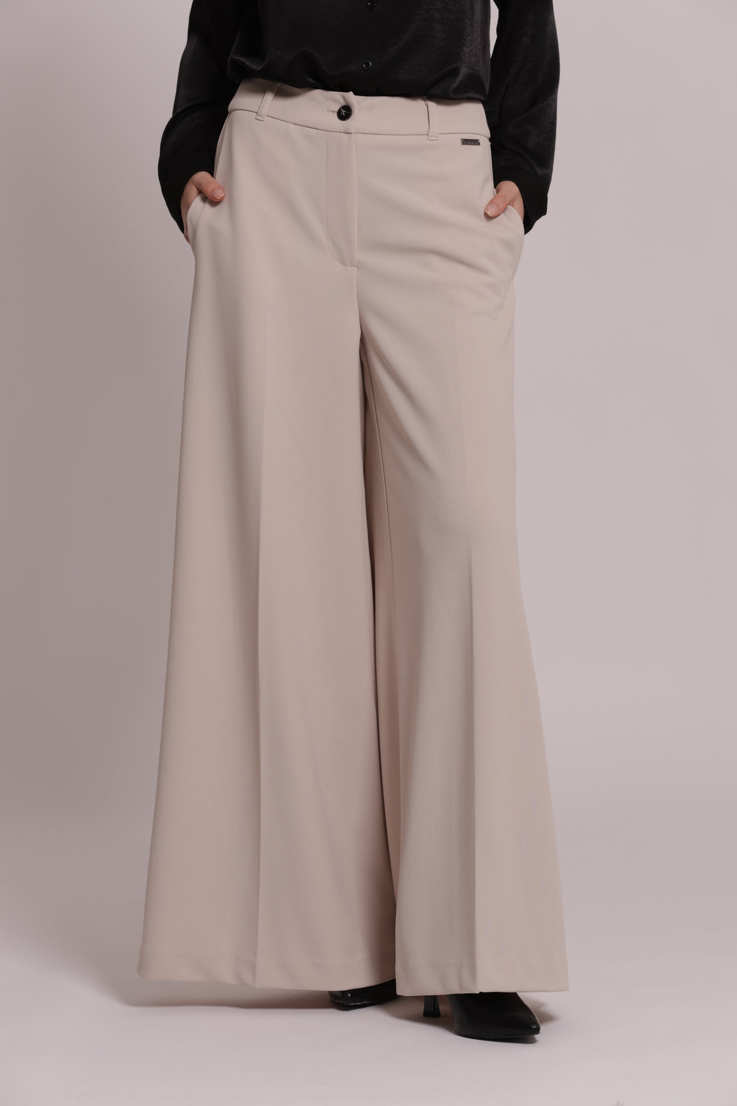 PANTALONE PALAZZO IN SCUBA CREPE CON CINTURINO