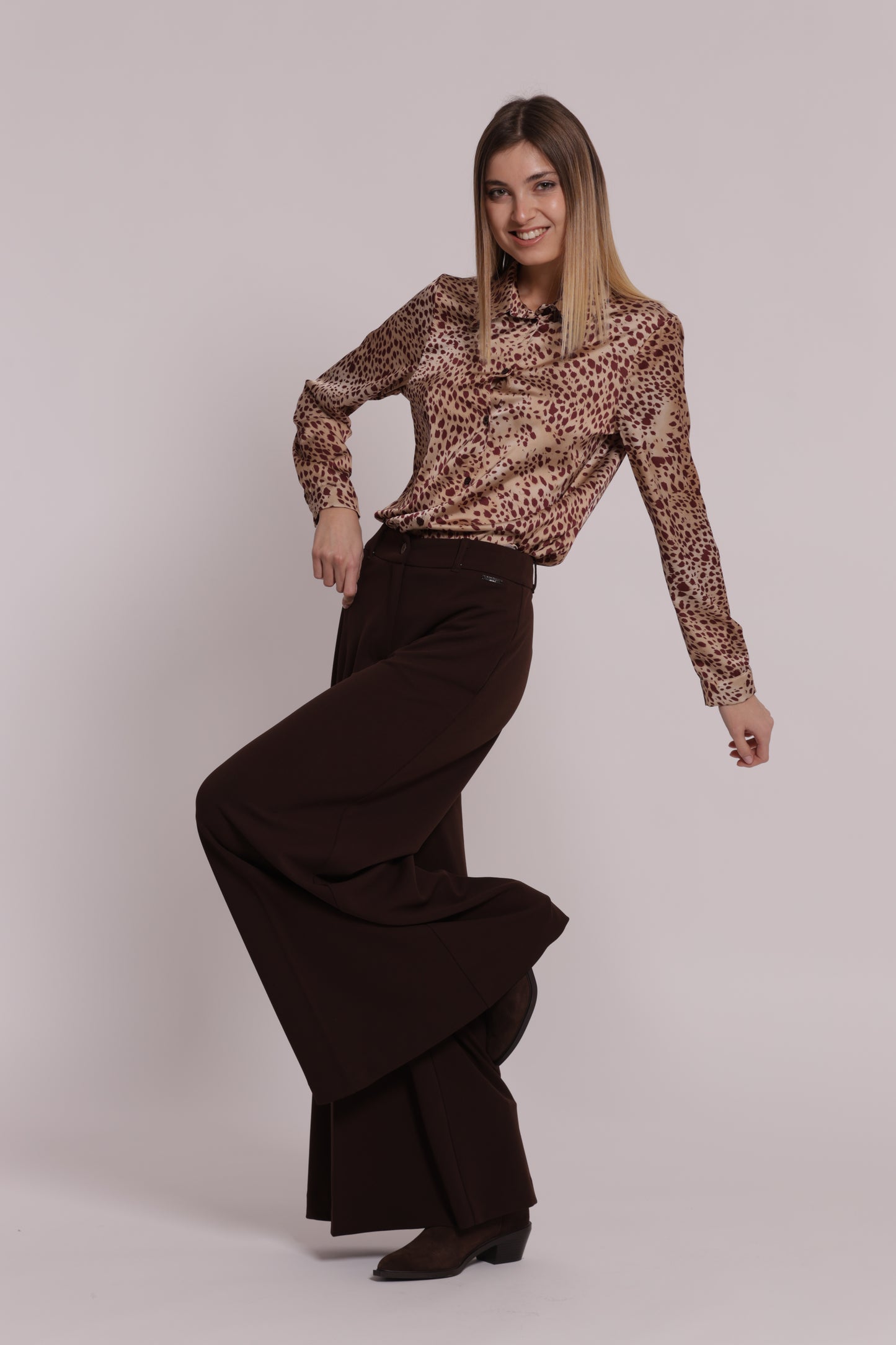 PANTALONE PALAZZO IN SCUBA CREPE CON CINTURINO