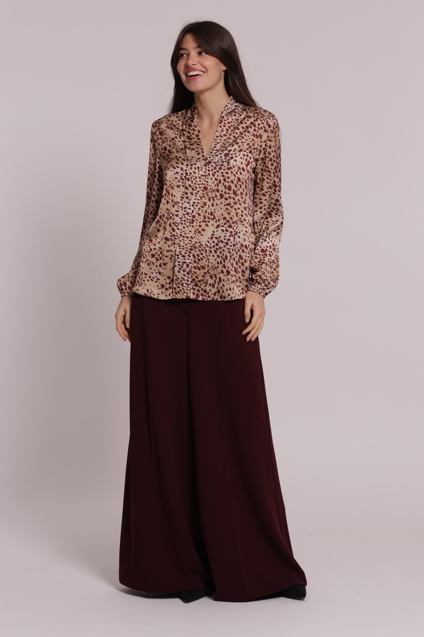 PANTALONE PALAZZO IN SCUBA CREPE CON CINTURINO
