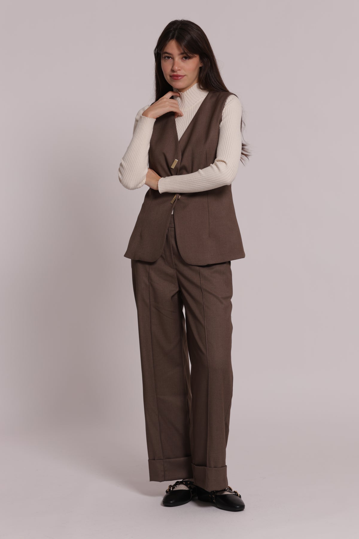 PANTALONE IN VANZ CON RISVOLTO SUL FONDO