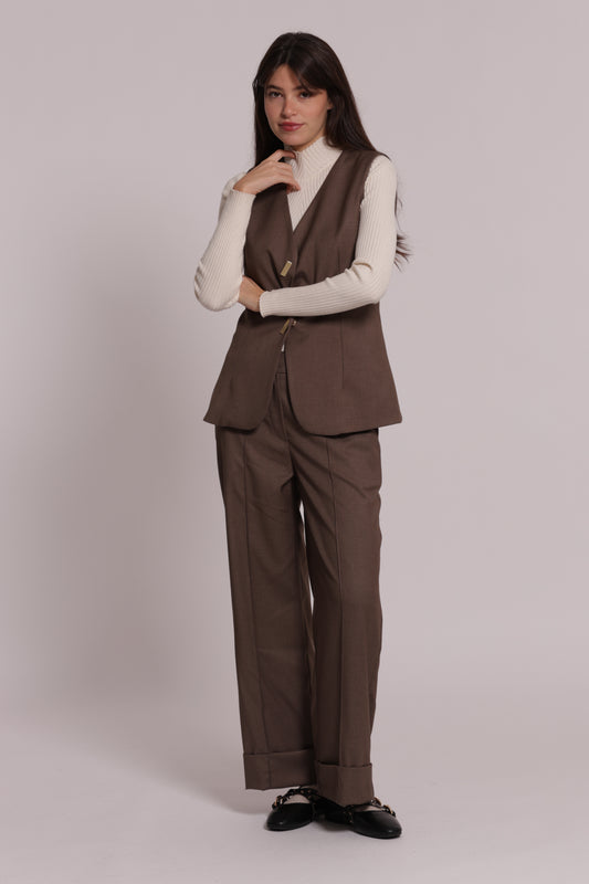 PANTALONE IN VANZ CON RISVOLTO SUL FONDO