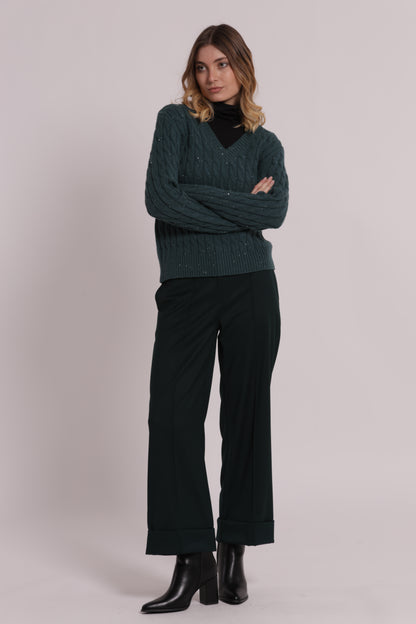 PANTALONE IN VANZ CON RISVOLTO SUL FONDO