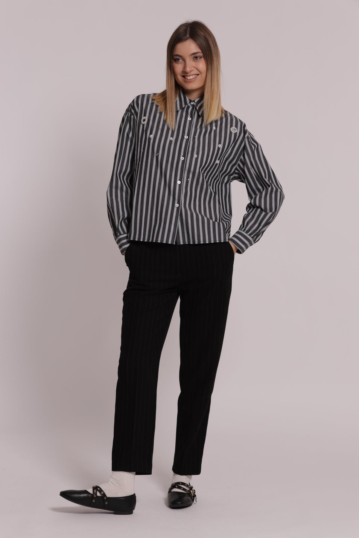 PANTALONE SIGARETTA GESSATO