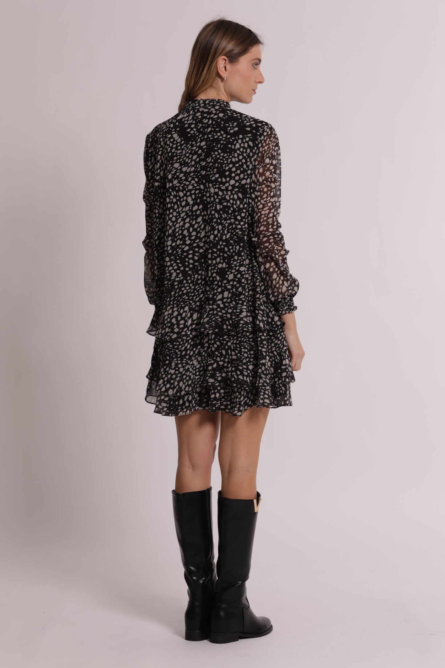 ABITO CORTO MANICHE LUNGHE ANIMALIER