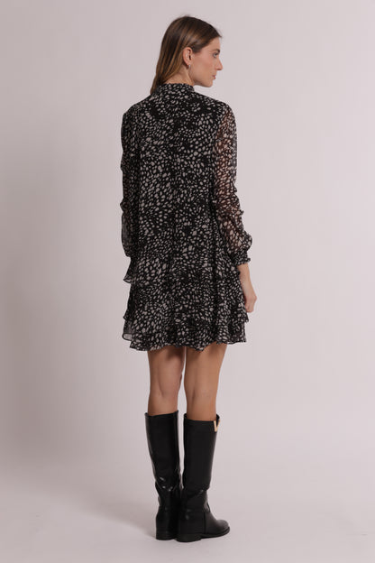 ABITO CORTO MANICHE LUNGHE ANIMALIER