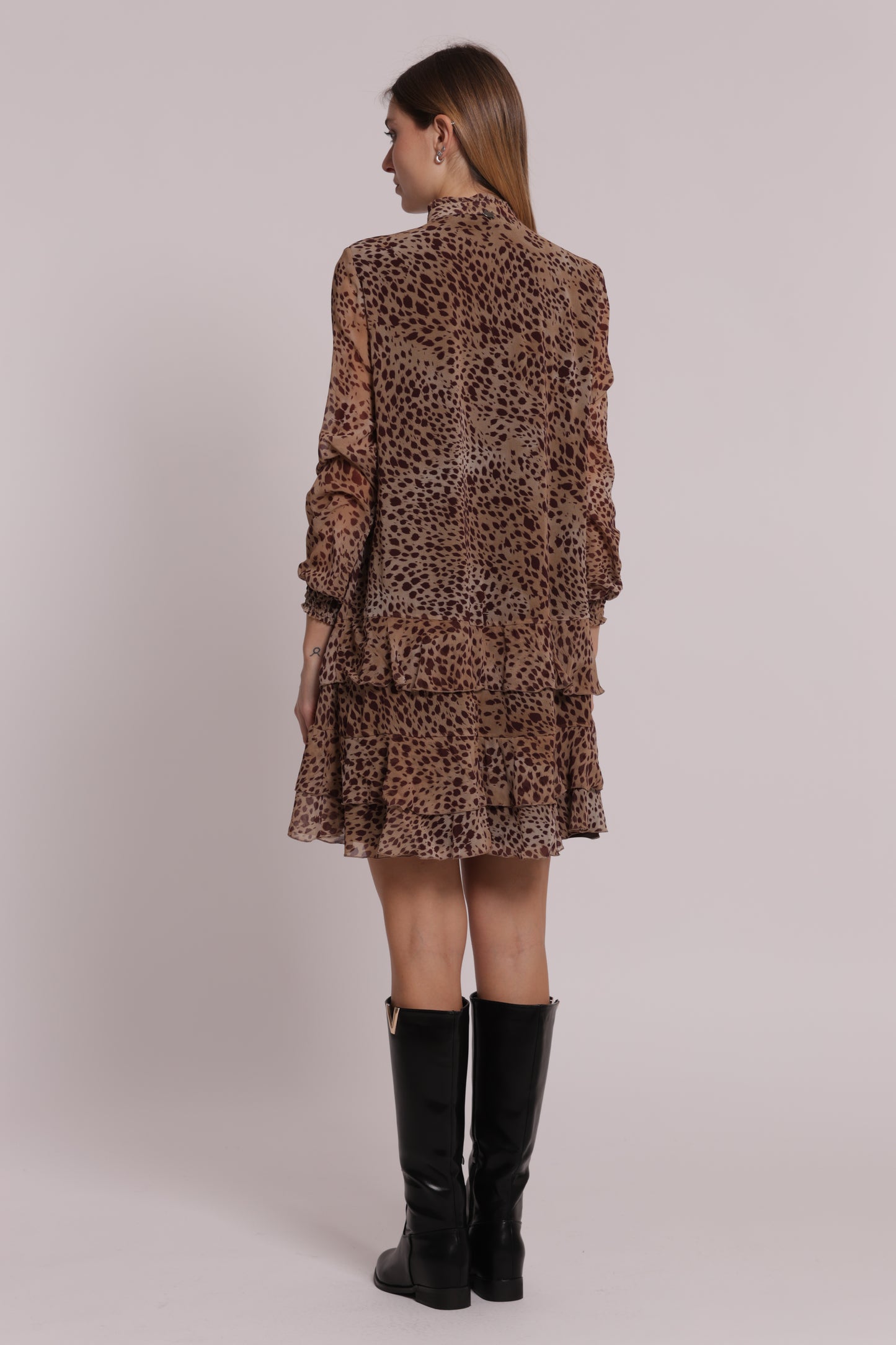 ABITO CORTO MANICHE LUNGHE ANIMALIER