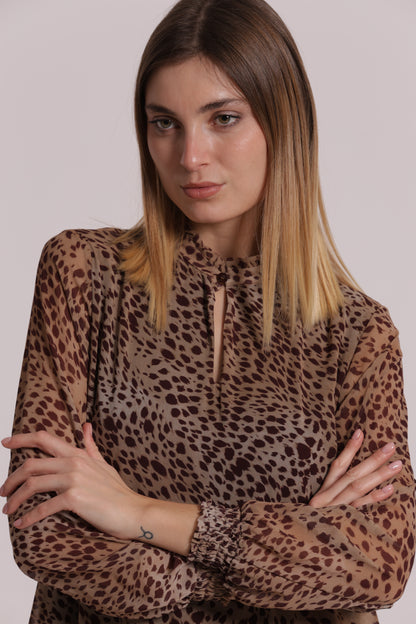 ABITO CORTO MANICHE LUNGHE ANIMALIER