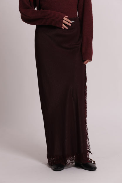GONNA MIDI CON SPACCO E BORDO IN PIZZO