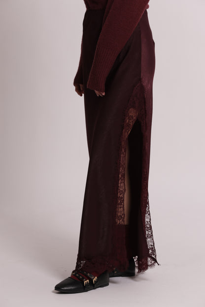 GONNA MIDI CON SPACCO E BORDO IN PIZZO