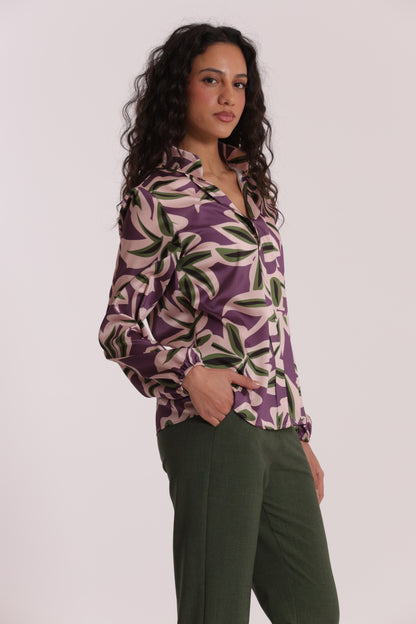 BLUSA SCOLLO A V FANTASIA BOTANICA