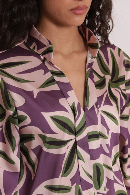 BLUSA SCOLLO A V FANTASIA BOTANICA