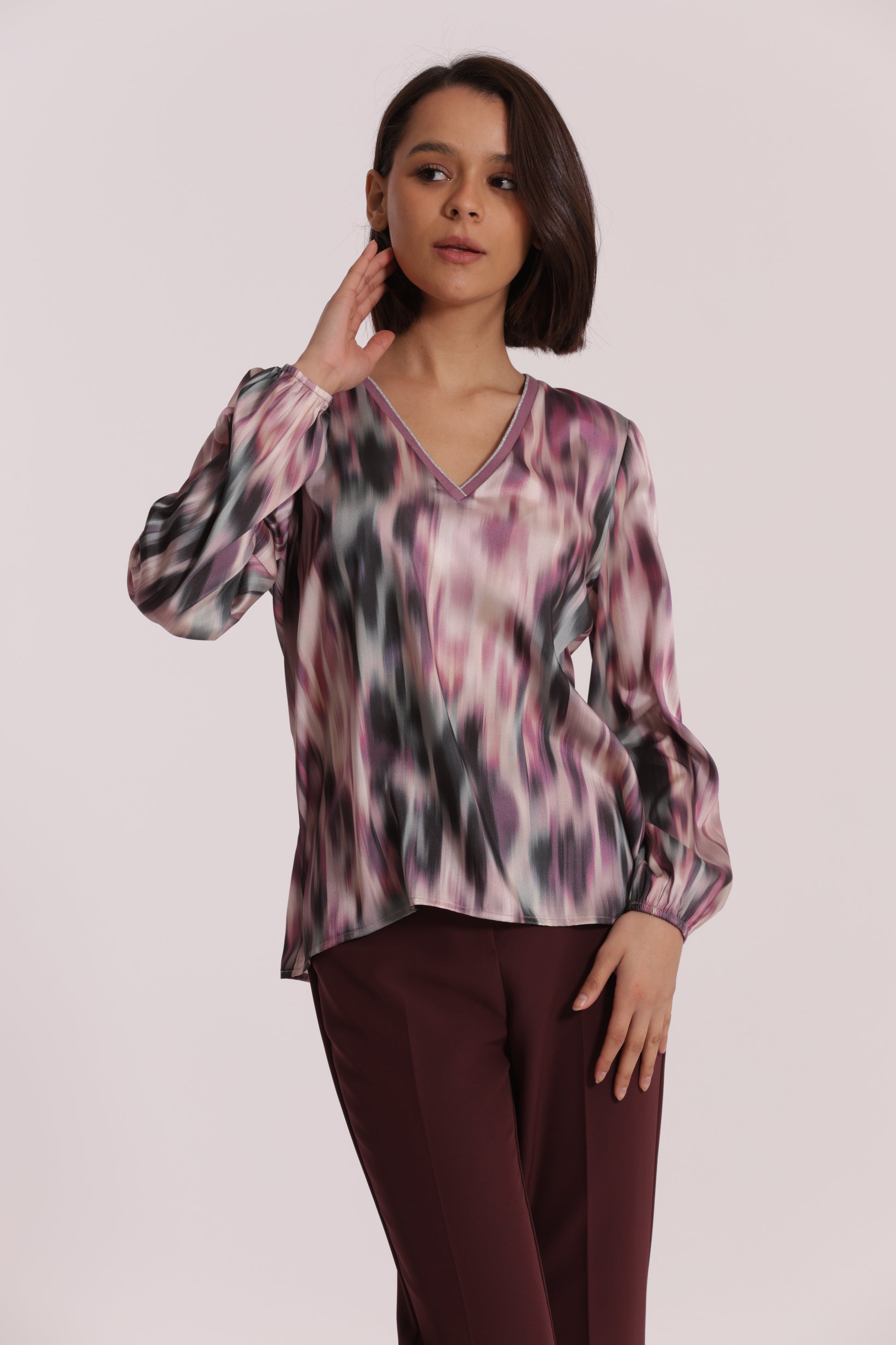 BLUSA SCOLLO A V IN LUREX FANTASIA FUSION
