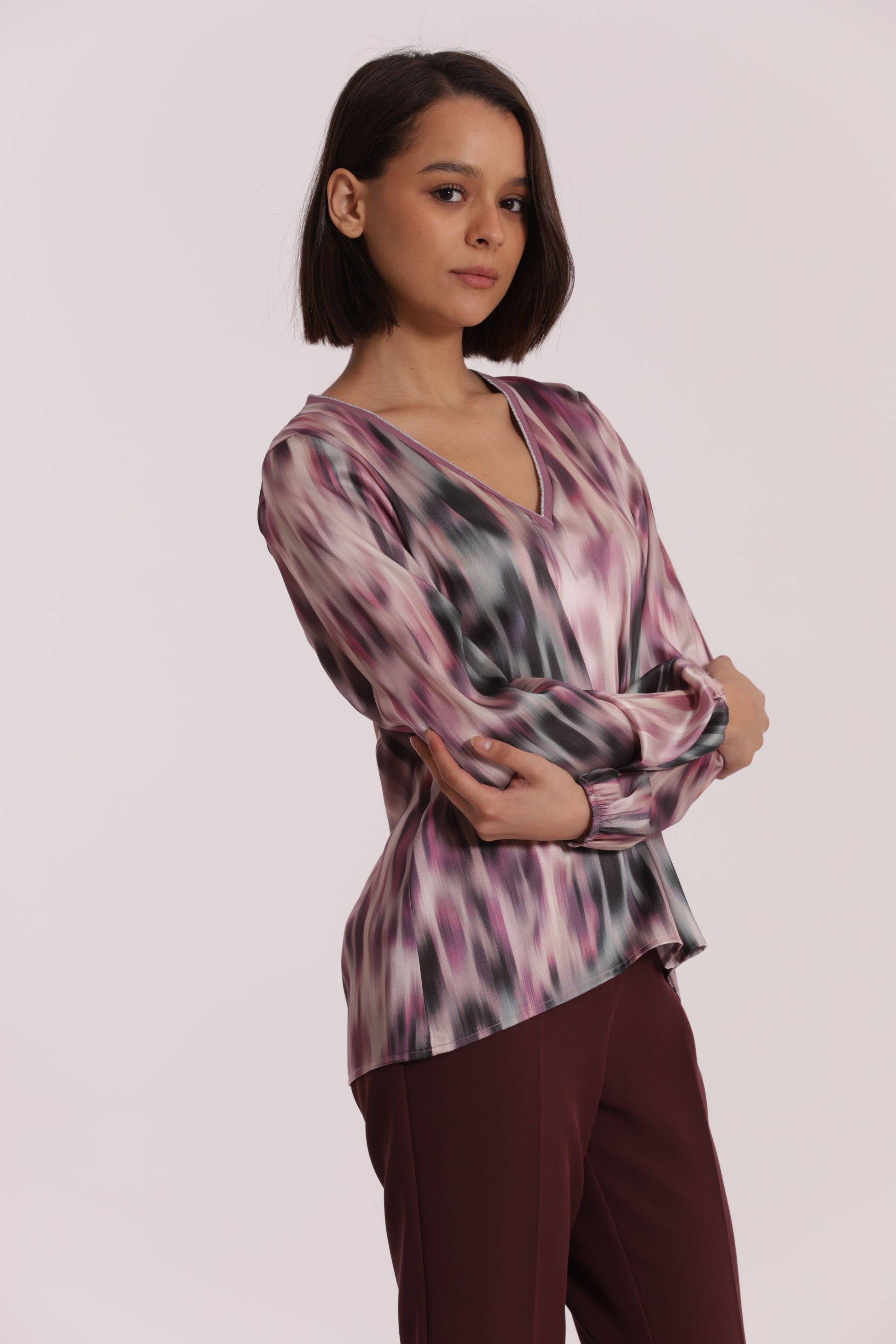 BLUSA SCOLLO A V IN LUREX FANTASIA FUSION