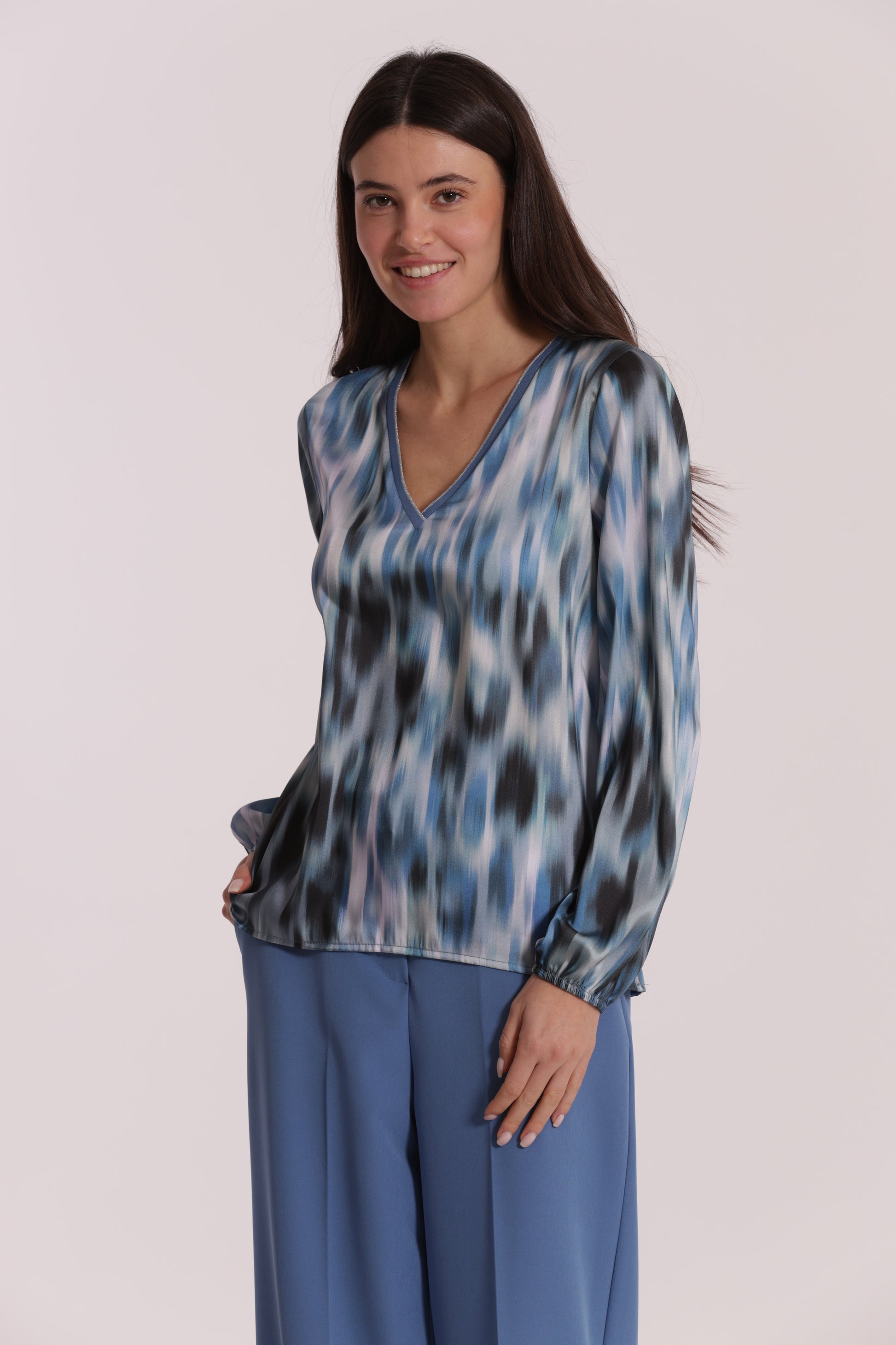 BLUSA SCOLLO A V IN LUREX FANTASIA FUSION