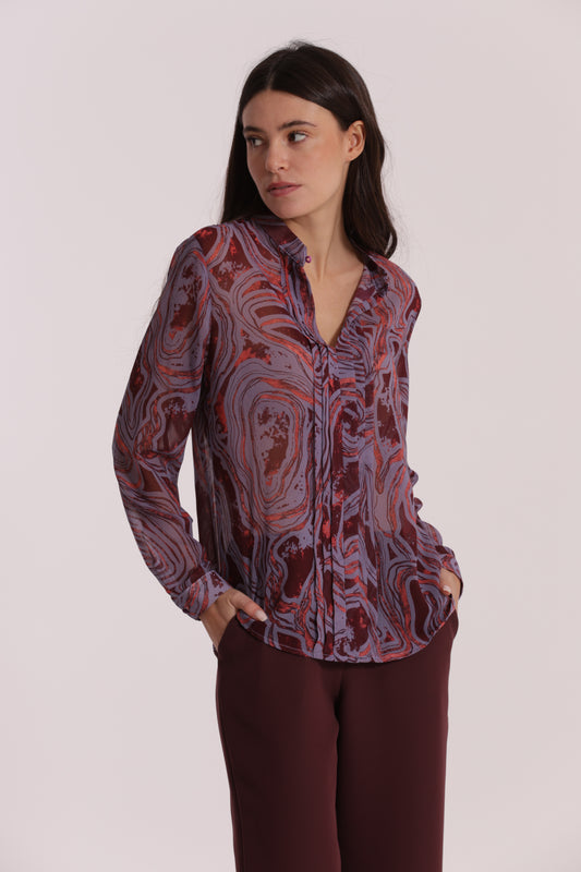 BLUSA CON PIEGHE FANTASIA MARMOREA