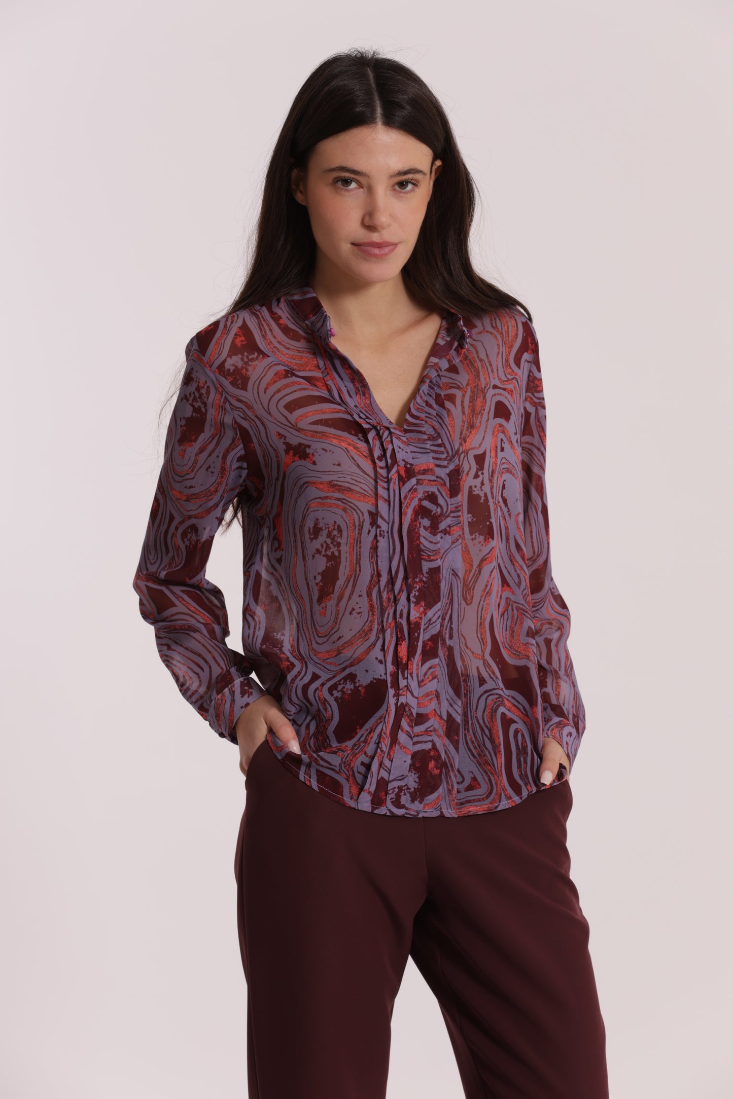 BLUSA CON PIEGHE FANTASIA MARMOREA