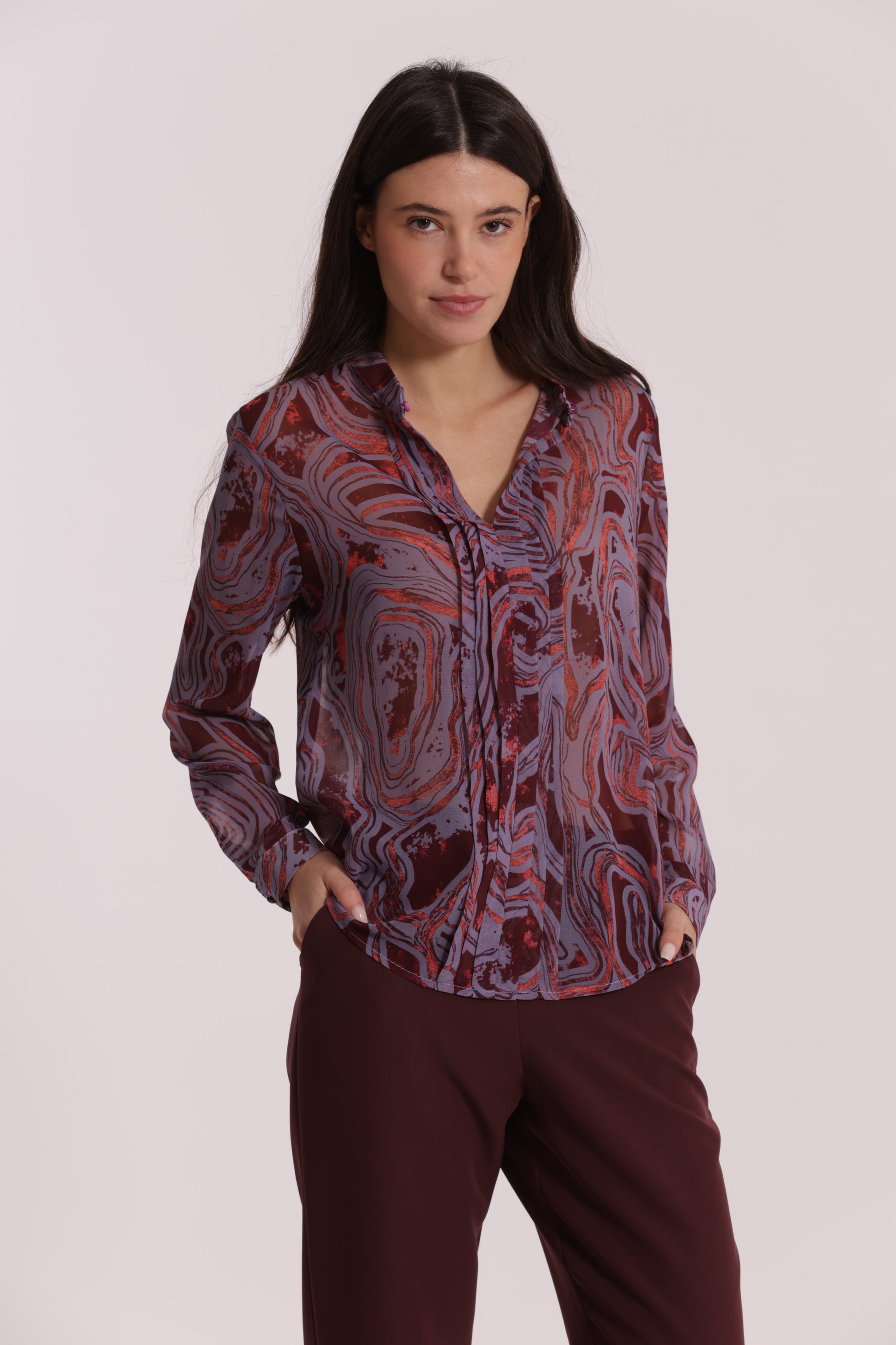 BLUSA CON PIEGHE FANTASIA MARMOREA