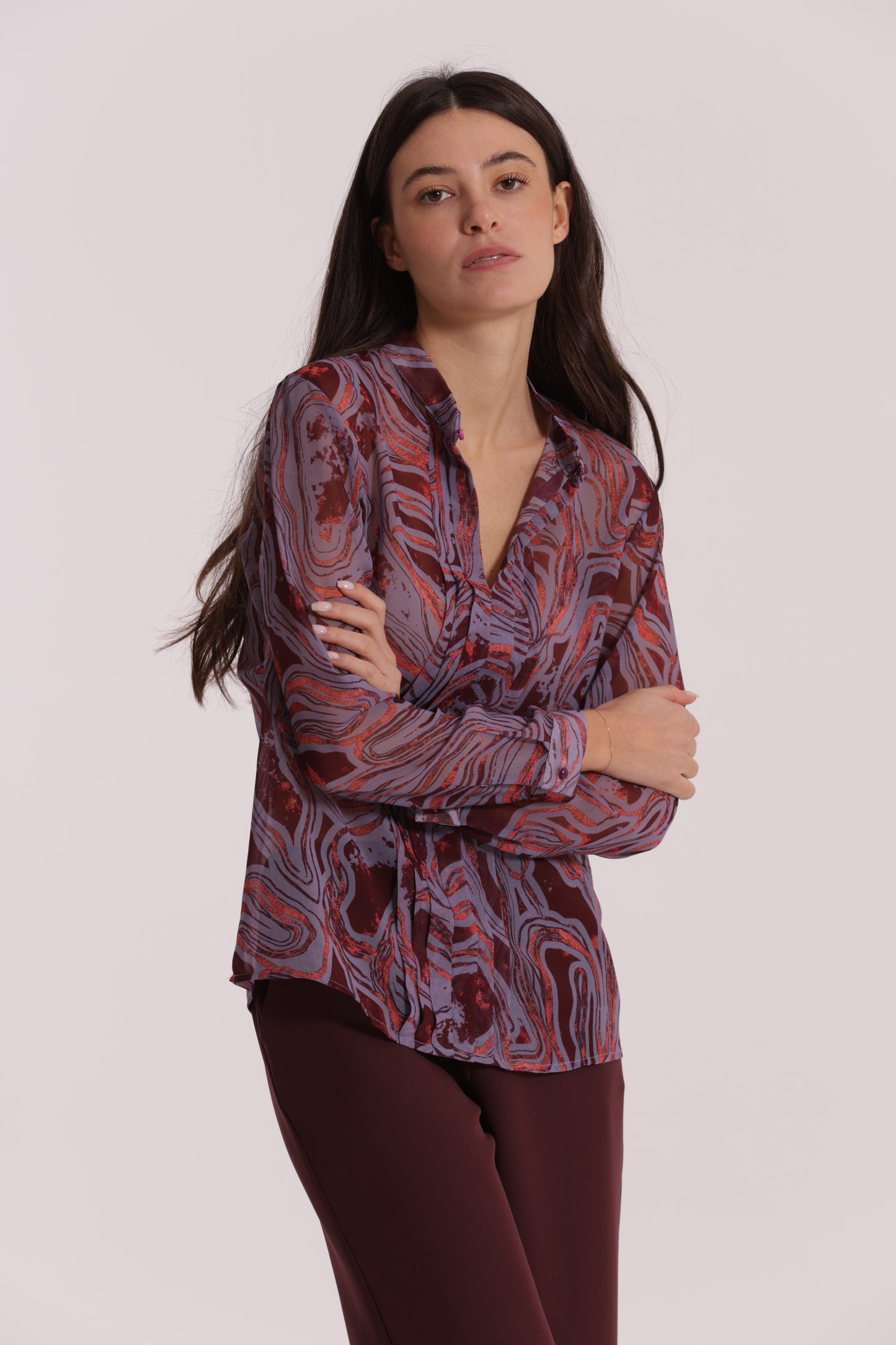 BLUSA CON PIEGHE FANTASIA MARMOREA