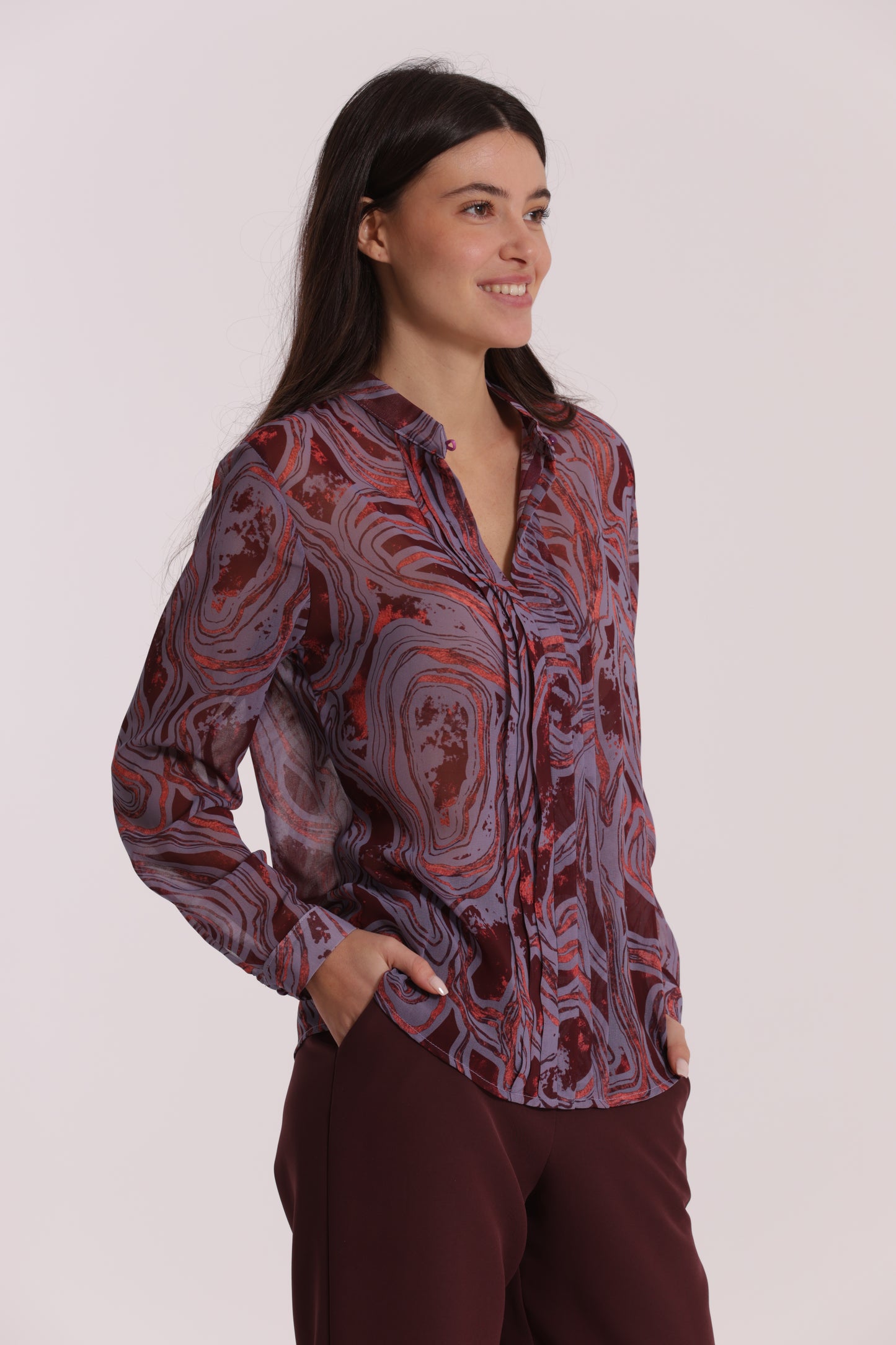 BLUSA CON PIEGHE FANTASIA MARMOREA