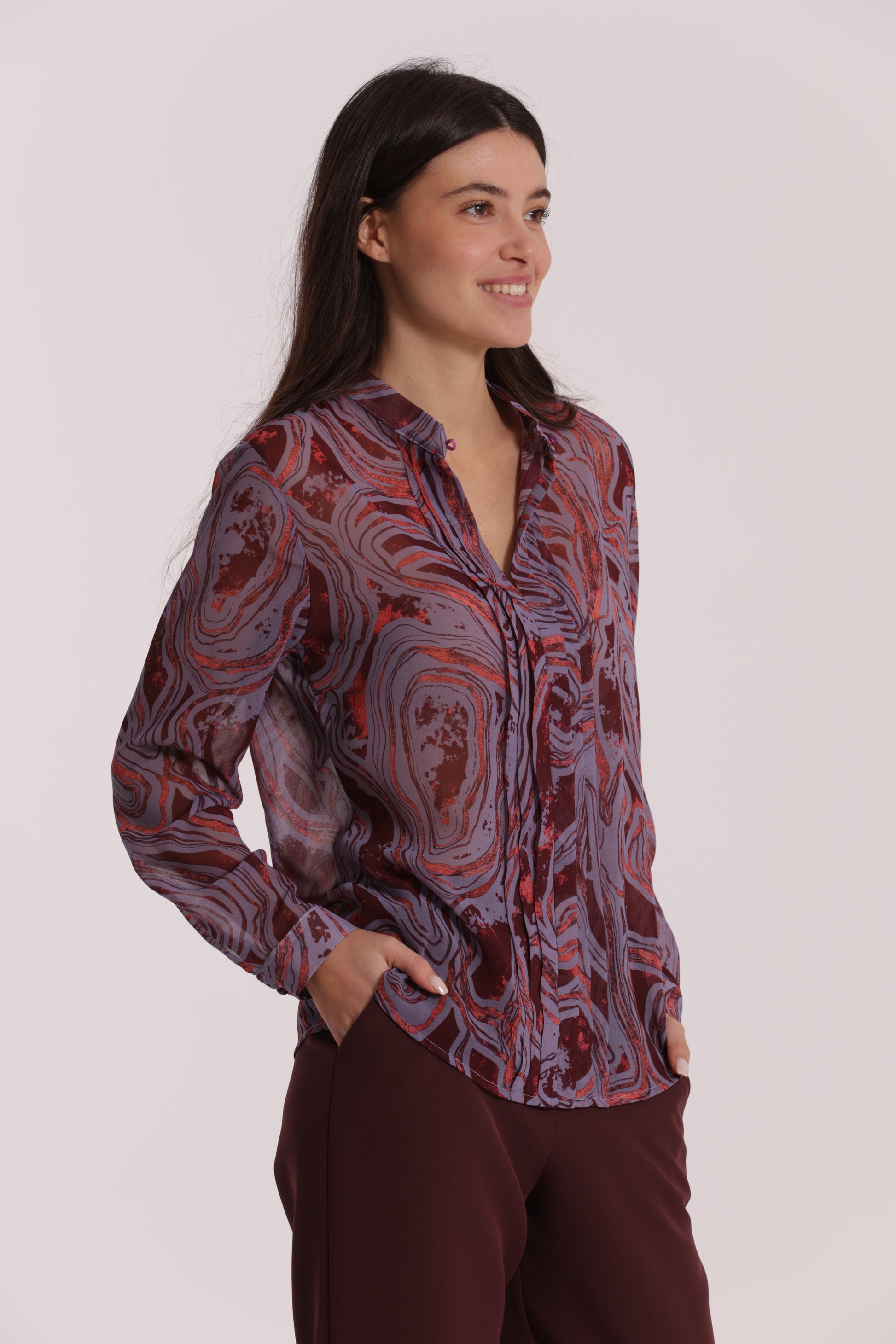 BLUSA CON PIEGHE FANTASIA MARMOREA