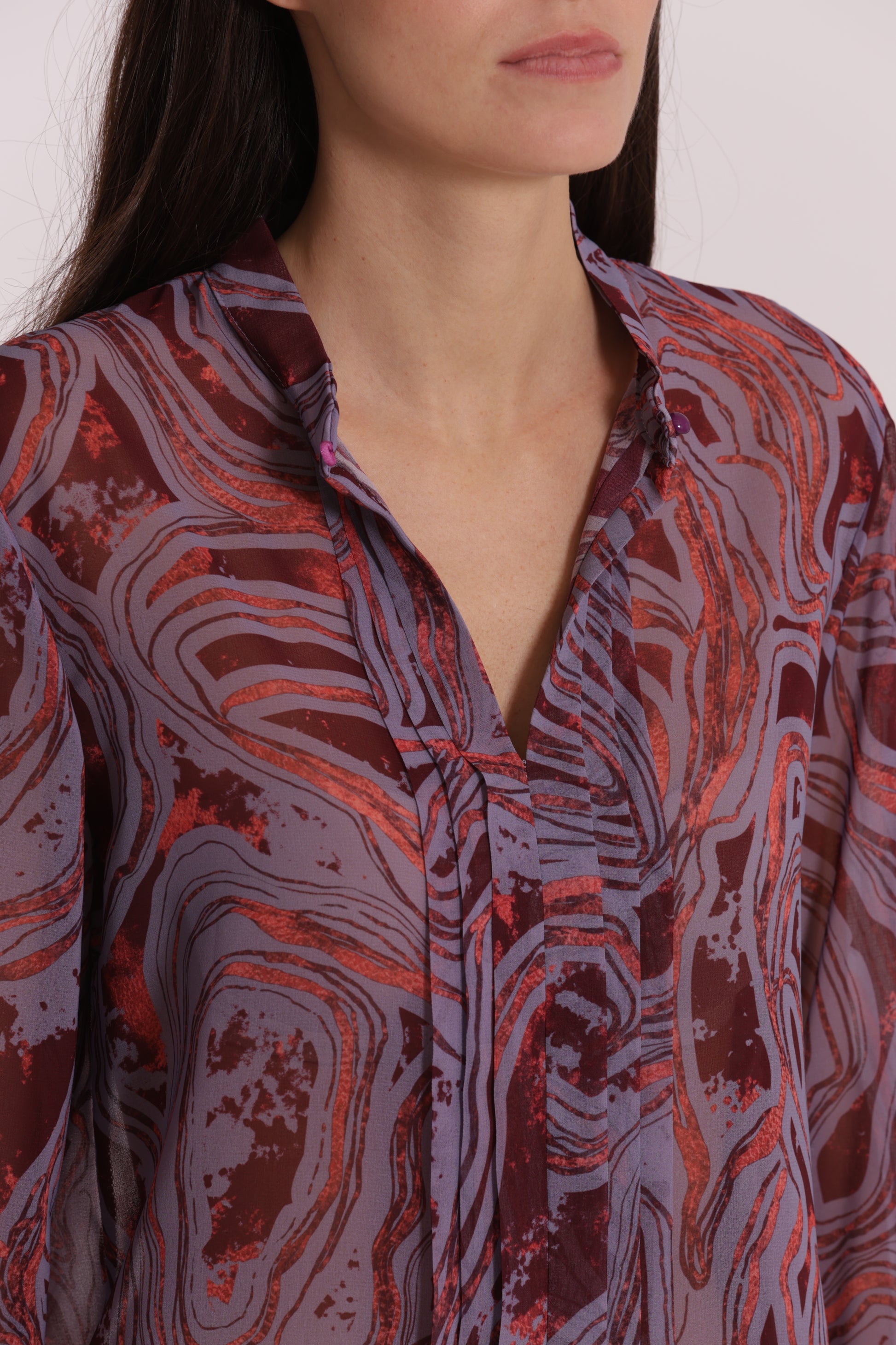 BLUSA CON PIEGHE FANTASIA MARMOREA