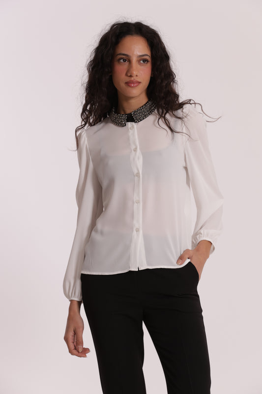 CAMICIA CON COLLO RICAMATO