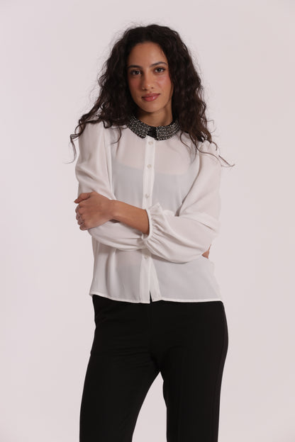 CAMICIA CON COLLO RICAMATO
