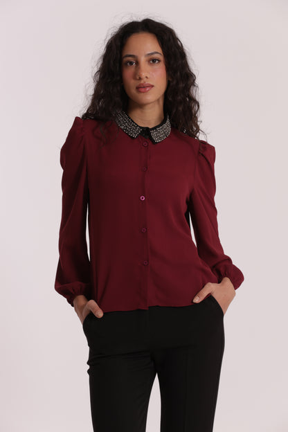 CAMICIA CON COLLO RICAMATO
