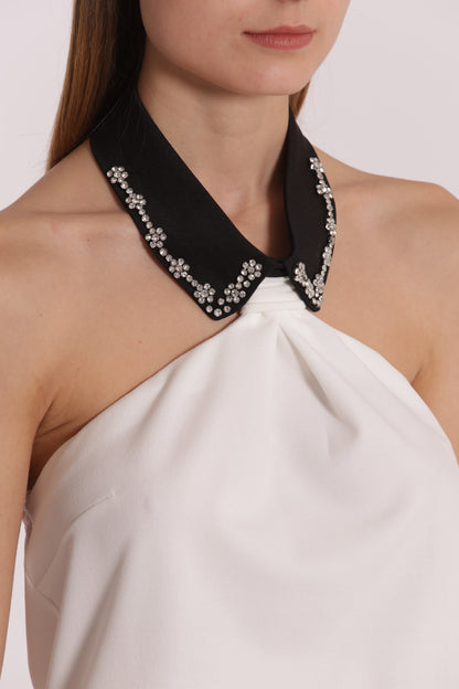 TOP CON COLLETTO DI STRASS