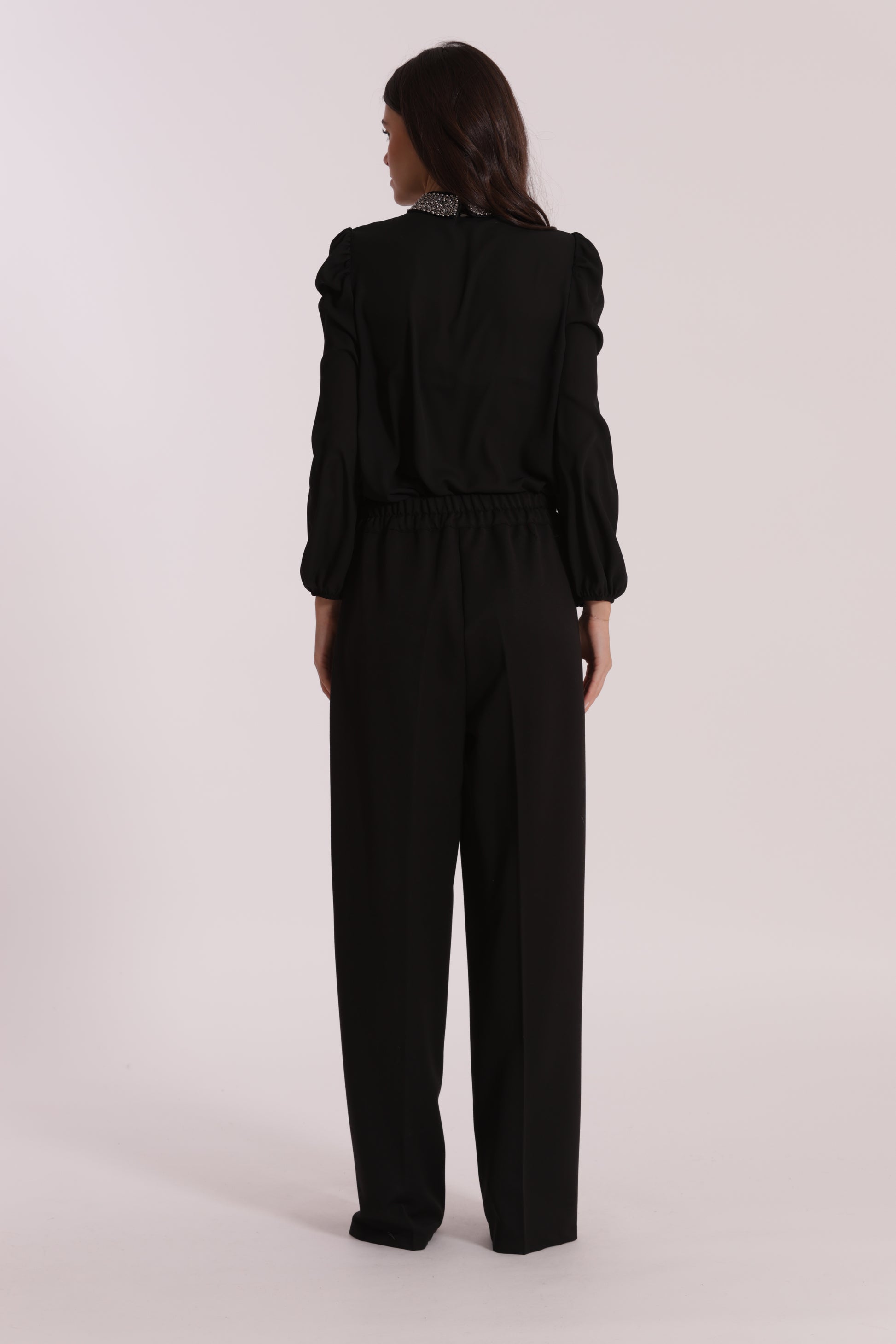 PANTALONE PALAZZO CON PASSAMANERIA RICAMATA