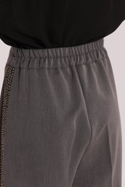 PANTALONE PALAZZO CON PASSAMANERIA RICAMATA