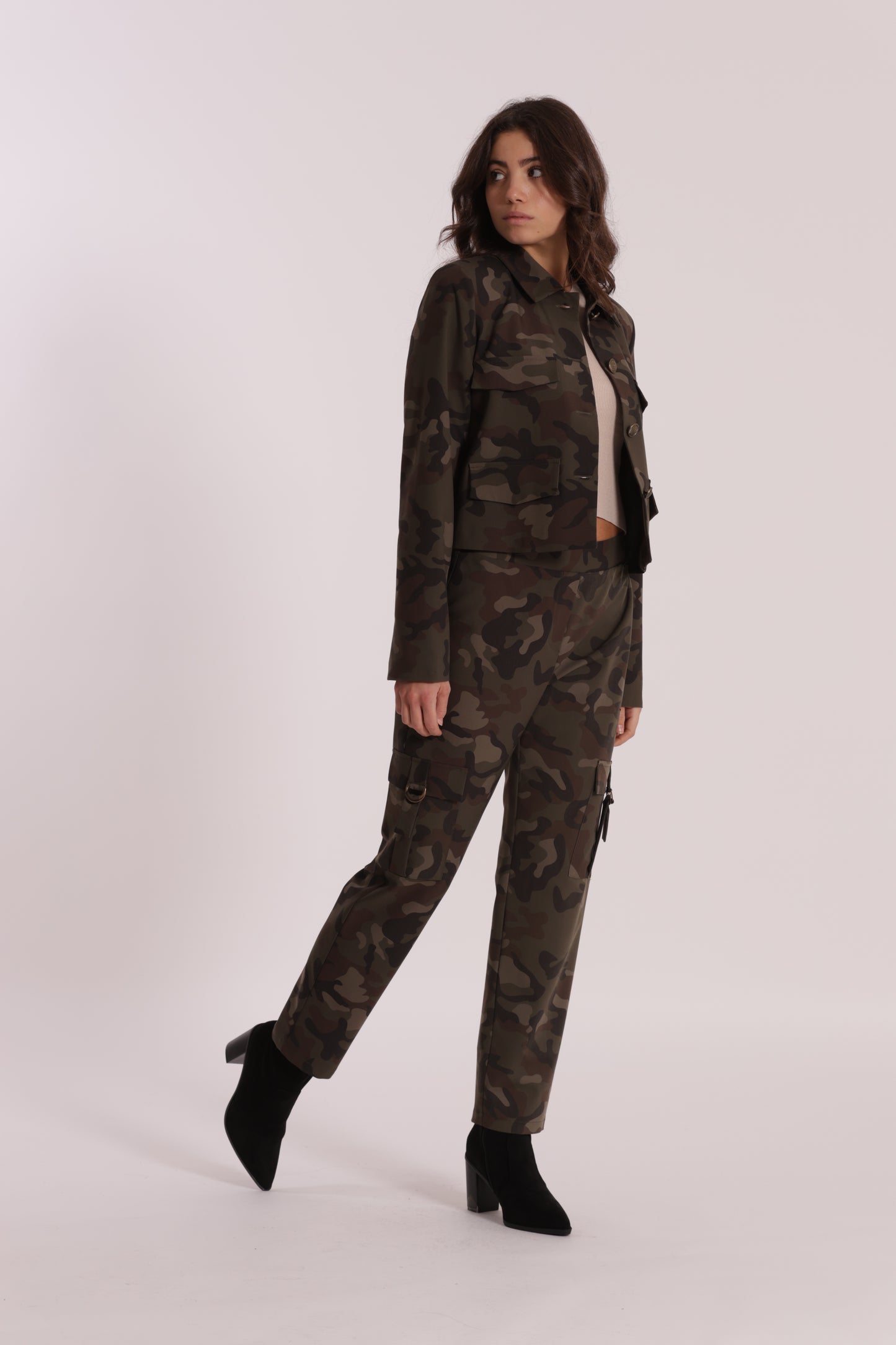PANTALONE SIGARETTA ELASTICO DIETRO FANTASIA CAMOUFLAGE