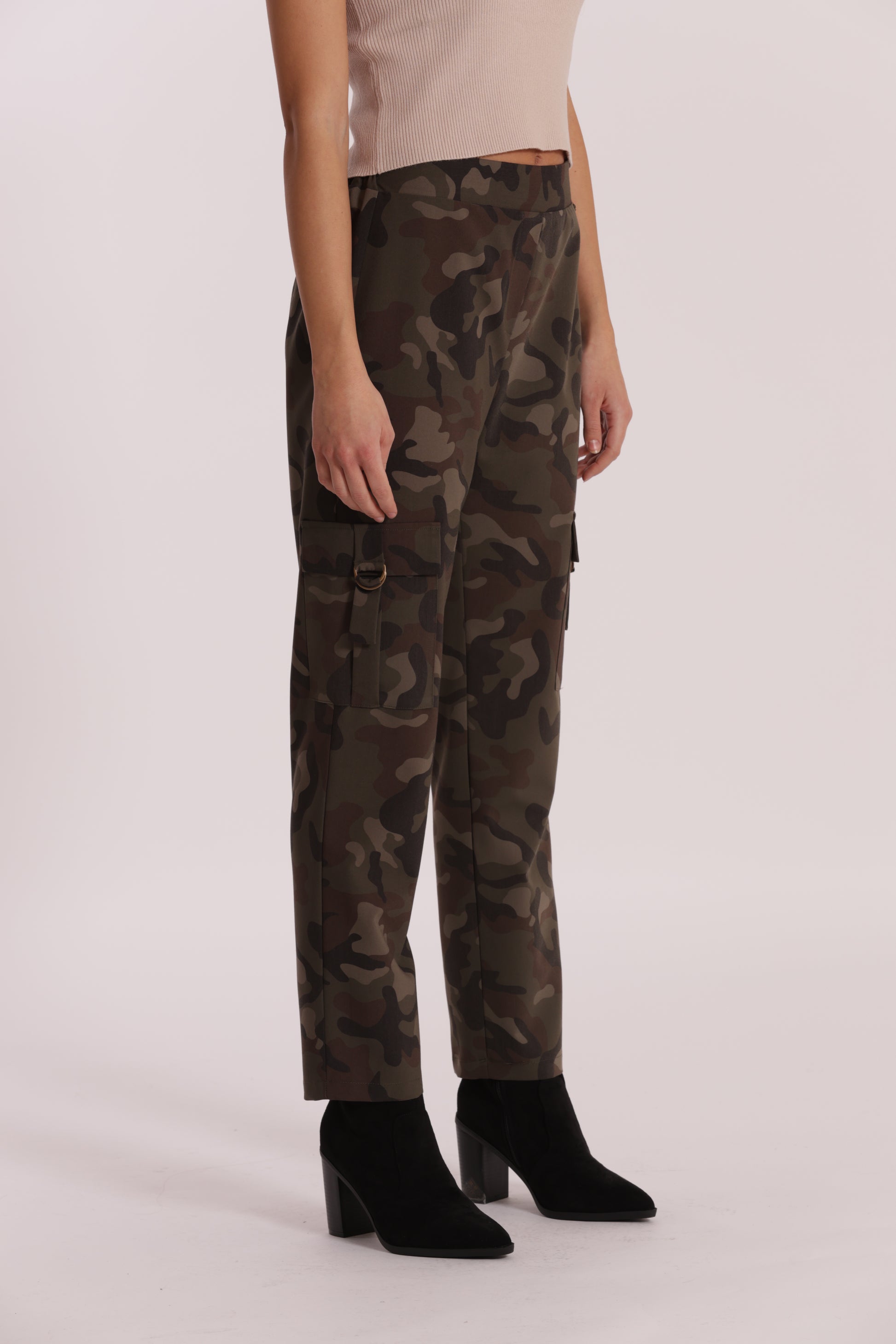 PANTALONE SIGARETTA ELASTICO DIETRO FANTASIA CAMOUFLAGE